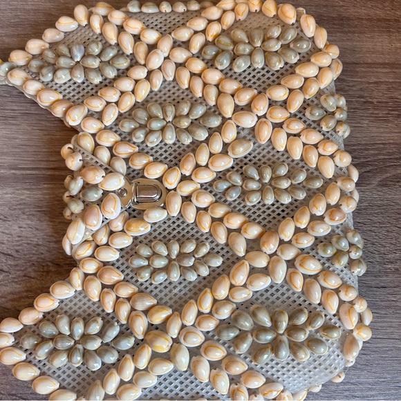 Vintage Seashell Boho Beaded Purse – Handmade Shell Shoulder Bag - Picture 2 of 5